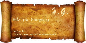 Hápp Gergely névjegykártya